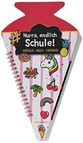 Schultüten-Kratzelbuch - Funny Patches - Hurra, endlich Schule! (pink): Kratzeln, Malen, Eintragen