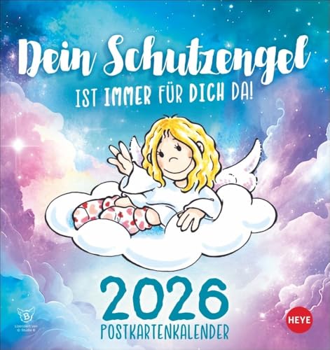 Schutzengel Postkartenkalender 2026: Liebevoll illustrierter Kalender zum Aufstellen und Aufhängen. Kultiger Postkartenkalender. Kleiner Kalender mit 12 süßen Postkarten. (Postkartenkalender Heye) von Heye