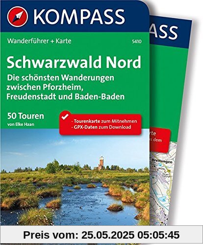 Schwarzwald Nord, Die schönsten Wanderungen zwischen Pforzheim, Freudenstadt und Baden-Baden: Wanderführer mit Extra Tourenkarte zum Mitnehmen. (KOMPASS-Wanderführer, Band 5410)