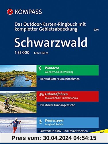 Schwarzwald: 3 in 1: Das KOMPASS-Outdoor-Karten Ringbuch mit kompletter Gebietsabdeckung 1:35000