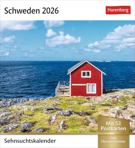Schweden Sehnsuchtskalender 2026 - Wochenkalender mit 53 Postkarten: Reise-Kalender zum Aufstellen oder Aufhängen für Urlaubsstimmung auf dem ... Sammeln und Verschicken (Postkartenkalender) von Harenberg