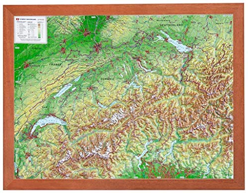 Schweiz 1:1.0 MIO mit Rahmen: Reliefkarte Schweiz klein mit Holzrahmen: Tiefgezogenes Kunststoffrelief Schweiz 1:1.0 MIO mit Rahmen: Reliefkarte Schweiz klein mit Holzrahmen: Tiefgezogenes Kunststoffrelief von georelief Vertriebs GbR
