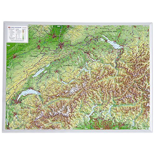 Schweiz 1:1.0MIO: Reliefkarte Schweiz klein Din A3 (Tiefgezogenes Kunststoffrelief)