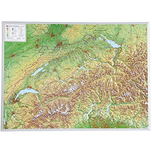 Schweiz 1:500.000 ohne Rahmen: Reliefkarte Schweiz 1:500.000 ohne Rahmen (Tiefgezogenes Kunststoffrelief)