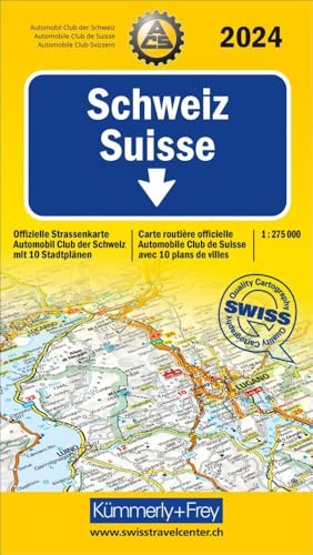 Kümmerly+Frey Strassenkarte ACS Schweiz 2024 1:275.000: Offizielle Strassenkarte Automobilclub der Schweiz. Mit 10 Stadtplänen von Hallwag Kümmerly+Frey
