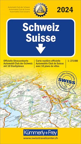 Kümmerly+Frey Strassenkarte ACS Schweiz 2024 1:275.000: Offizielle Strassenkarte Automobilclub der Schweiz. Mit 10 Stadtplänen (Kümmerly+Frey Strassenkarten)