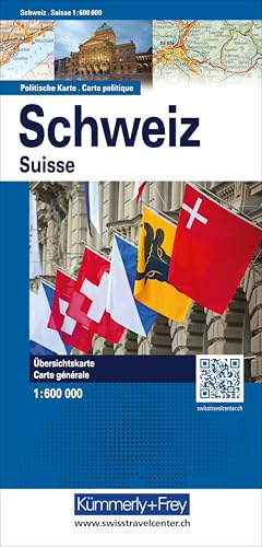 Kümmerly+Frey Schweiz, Karte politisch 1:600.000: Faltkarte mit Kantonen, Bezirken und Gemeinden (Kümmerly+Frey Thematische Karten)