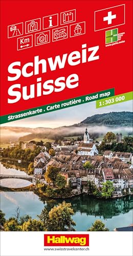 Hallwag Strassenkarte Schweiz 1:303.000: Inkl. Transitpläne, Ortsverzeichnis und Reiseinformationen von Hallwag