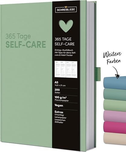 Self-care Tagebuch Mint: 365 Tage Ausfüllbuch A5, für mehr Selbstliebe und Dankbarkeit, mit Lesebändchen und Stiftehalter 200 Seiten Schreibliebe von Korsch Verlag