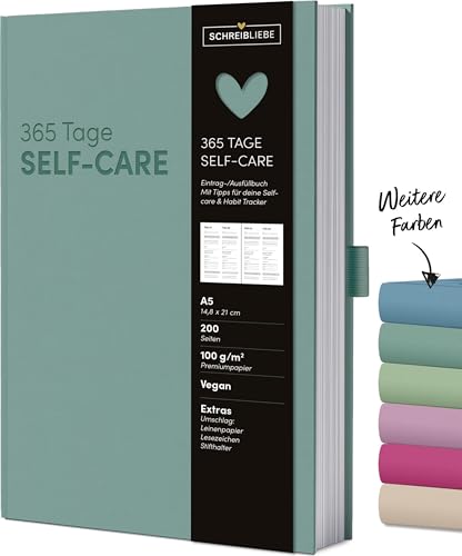 Self-care Tagebuch Salbei: 365 Tage Ausfüllbuch A5, für mehr Selbstliebe und Dankbarkeit, mit Lesebändchen und Stiftehalter 200 Seiten Schreibliebe von Korsch Verlag