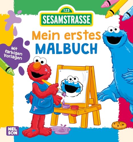 Sesamstraße: Mein erstes Malbuch: Mit farbigen Vorlagen | Ausmalbilder für Kinder ab 2 Jahren von Nelson