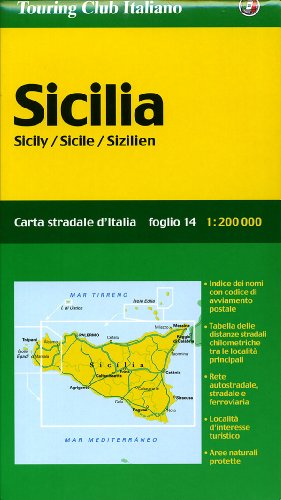 Sicilia /Sicily /Sicile /Sizilien: 1:200000. Ital. /Franz. /Engl. /Dt.: Ortsnamenverzeichnis, Strassenentfernungen (Carte Regionali) von Touring Club Italiano