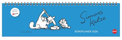 Simons Katze Büroplaner 2026: Kultiger Tischkalender für den Arbeitsplatz. Lustiger Spiral-Kalender für Simon's Cat-Fans. Wochenplaner 2026 quer. (Tisch-Querplaner Heye) von Heye