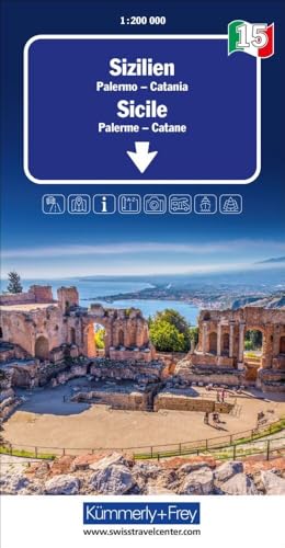 Kümmerly+Frey Regional-Strassenkarte 15 Sizilien 1:200.000: Mit Palermo und Catania. Inkl. Stadtpläne, Ortsverzeichnis und Reiseinformationen von Hallwag Kümmerly+Frey