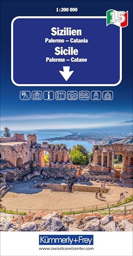 Kümmerly+Frey Regional-Strassenkarte 15 Sizilien 1:200.000: Mit Palermo und Catania. Inkl. Stadtpläne, Ortsverzeichnis und Reiseinformationen