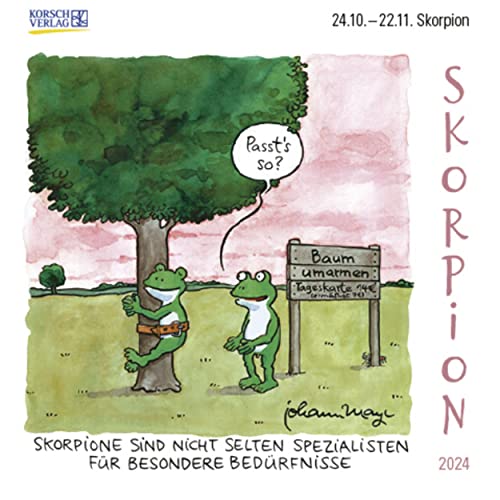 Skorpion Mini 2024: Sternzeichenkalender-Cartoon - Minikalender im praktischen quadratischen Format 10 x 10 cm. von Korsch Verlag