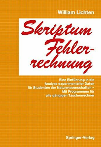 Skriptum Fehlerrechnung: Eine Einführung In Die Analyse Experimenteller Daten Für Studenten De... Skriptum Fehlerrechnung: Eine Einführung In Die Analyse Experimenteller Daten Für Studenten De...