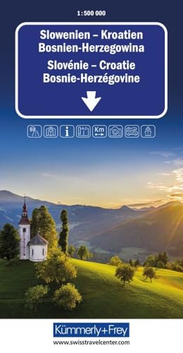Kümmerly+Frey Strassenkarte Slowenien, Kroatien, Bosnien-Herzegowina 1:500.000: Inkl. Transitpläne, Ortsverzeichnis und Reiseinformationen von Hallwag Kümmerly+Frey