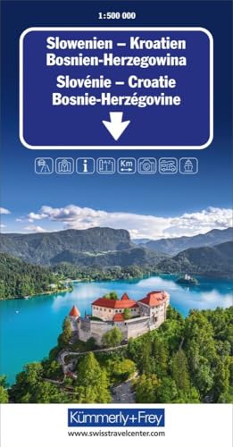 Kümmerly+Frey Strassenkarte Slowenien, Kroatien, Bosnien-Herzegowina 1:500.000: Inkl. Transitpläne, Ortsverzeichnis und Reiseinformationen (Kümmerly+Frey Strassenkarten)