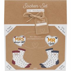 Socken-Set Motiv "Mr & Mrs", Größe 36-40 und 41-46 von sheepworld