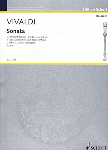 Sonata G-Dur: RV 59. Sopran-Blockflöte und Basso continuo.: RV 59. descant recorder and basso continuo. (Edition Schott)