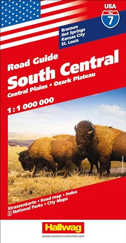 South Central USA Road Guide Nr. 07 1:1 Mio.: Central Plains, Ozark Plateau (Hallwag Strassenkarten, Band 7) von Hallwag Kümmerly & Frey