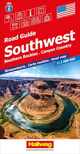 USA (Southwest), Southern Rockies - Canyon Country, Road Guide Nr. 6, Strassenkarte 1:1Mio: Grand Canyon, Bryce, Colorado, Indian Country, Zion, Arches, Mesa Verde (Hallwag Strassenkarten, Band 6) von Hallwag