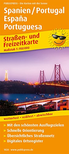 Spanien / Portugal, España, Portuguesa: Straßen- und Freizeitkarte mit Touristischen Straßen, Highlights der Region und digitalem Ortsregister.. 1:950.000 (Straßen- und Freizeitkarte: StuF)