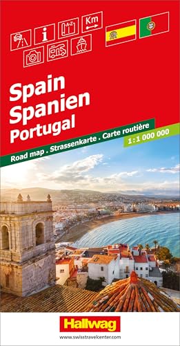 Hallwag Strassenkarte Spanien, Portugal 1:1 Mio.: Mit Portugal. Inkl. Transitpläne, Ortsverzeichnis und Reiseinformationen von Hallwag