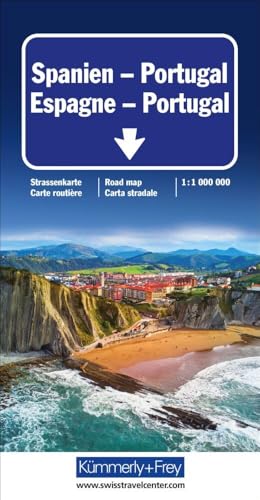 Kümmerly+Frey Strassenkarte Spanien, Portugal 1:1 Mio.: Inkl. Transitpläne, Ortsverzeichnis und Reiseinformationen von Hallwag Kümmerly+Frey