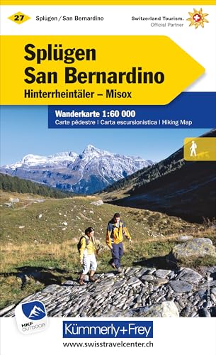 Kümmerly+Frey Wanderkarte 27 Splügen, San Bernardino 1:60.000: Mit Hinterrheintäler und Misox. Wetterfest, matt laminiert und mit free Download (Kümmerly+Frey Wanderkarte 1:60.000, Band 27)