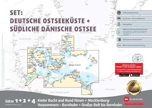 Sportbootkarten Satz 1, 2 und 4 Set: Deutsche Ostseeküste und Südliche Dänische Ostsee (Ausgabe 2025) von Delius Klasing Verlag