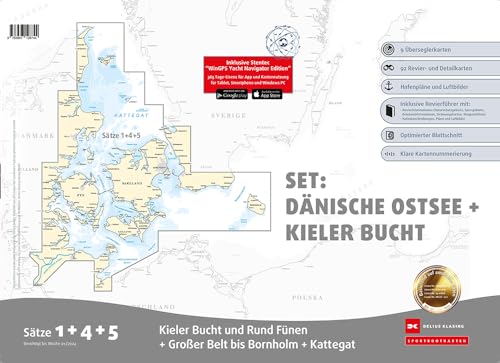 Sportbootkarten Satz 1, 4 und 5 Set: Dänische Ostsee und Kieler Bucht (Ausgabe 2024) von Delius Klasing Verlag