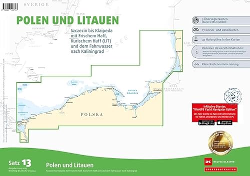 Sportbootkarten Satz 13: Polen und Litauen (Ausgabe 2024/2025): Stettin bis Klaipeda mit Frischem Haff und Kurischem Haff