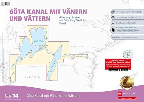 Sportbootkarten Satz 14: Göta Kanal mit Vänern und Vättern (Ausgabe 2024/2025): Göteborg bis Mem mit Göta Älv und Trollhätte Kanal von Delius Klasing Verlag