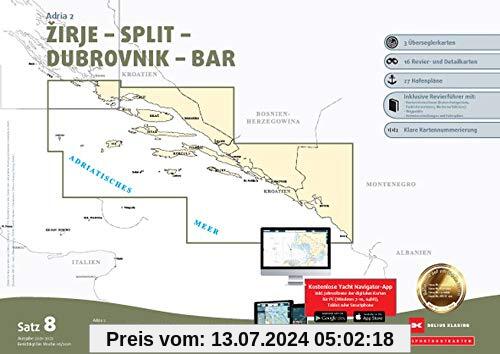 Sportbootkarten Satz 8: Adria 2 (Ausgabe 2021/2022): Zirje - Split - Dubrovnik - Bar