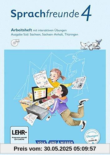 Sprachfreunde - Ausgabe Süd (Sachsen, Sachsen-Anhalt, Thüringen) - Neubearbeitung 2015: 4. Schuljahr - Arbeitsheft mit interaktiven Übungen auf scook.de: Mit CD-ROM