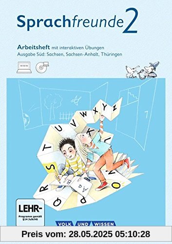 Sprachfreunde - Ausgabe Süd - Neubearbeitung 2015: 2. Schuljahr - Arbeitsheft mit interaktiven Übungen: Mit CD-ROM