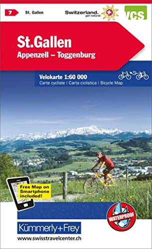 St. Gallen Appenzell Toggenburg Nr. 07 Velokarte 1:60 000: Water resistant, free Download mit HKF Outdoor App: Maßstab 1:60 000 (Kümmerly+Frey Velokarten, Band 7)