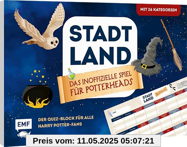 Stadt, Land, Das inoffizielle Spiel für Potterheads – Der Quiz-Block für alle Harry Potter-Fans: Der ultimative Stadt, Land, Fluss-Spieleblock mit 26 Kategorien aus der beliebten Zauberwelt