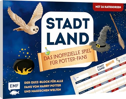 Stadt, Land, Das Spiel für Harry Potter-Fans – Der Quiz-Block für alle Potterheads: Der ultimative Stadt, Land, Fluss-Spieleblock mit 26 Kategorien aus der beliebten Zauberwelt – von 8-99 Jahren von Edition Michael Fischer GmbH