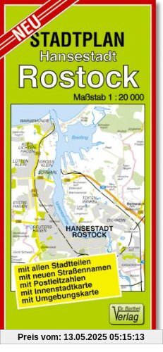 Stadtplan Hansestadt Rostock: Maßstab 1: 20000