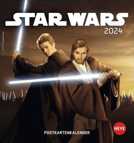 Star Wars Postkartenkalender 2024. Die besten Filmbilder aus den Star Wars Filmen im Postkartenformat. Kleiner Kalender zum Aufstellen oder Aufhängen. Tischkalender 2024. von Heye