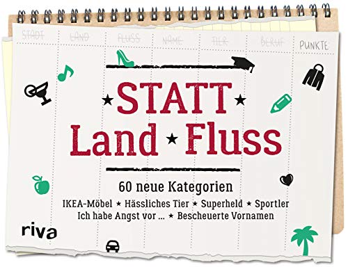 Statt Land Fluss: Das Spielebuch mit 60 neuen Kategorien – Die lustige Variante von Stadt-Land-Fluss. Der Klassiker für Erwachsene – ob Zuhause, unterwegs, Party oder Spieleabend von RIVA