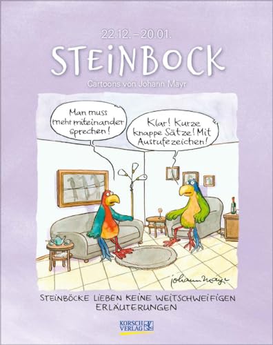 Steinbock 2024: Sternzeichenkalender-Cartoonkalender als Wandkalender im Format 19 x 24 cm. von Korsch Verlag