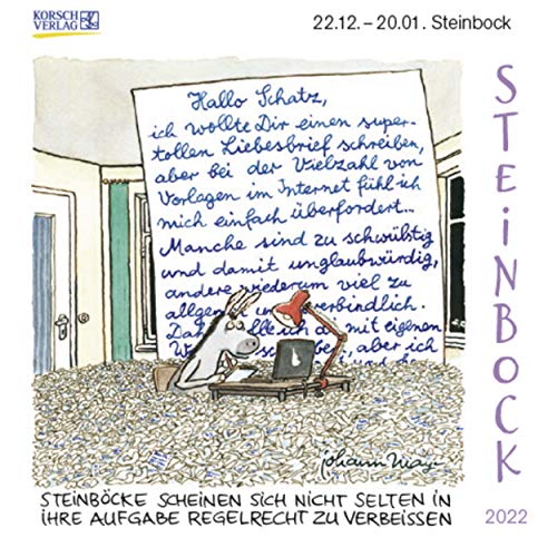 Steinbock Mini 2022: Sternzeichenkalender-Cartoon - Minikalender im praktischen quadratischen Format 10 x 10 cm.