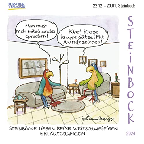 Steinbock Mini 2024: Sternzeichenkalender-Cartoon - Minikalender im praktischen quadratischen Format 10 x 10 cm.