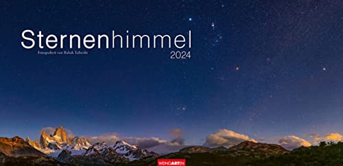 Sternenhimmel Kalender 2024. Großer Foto-Wandkalender im Panorama-Format. Natur-Kalender 2024 mit atemberaubenden Panoramafotos vom Nachthimmel. 68x33 cm. von Weingarten