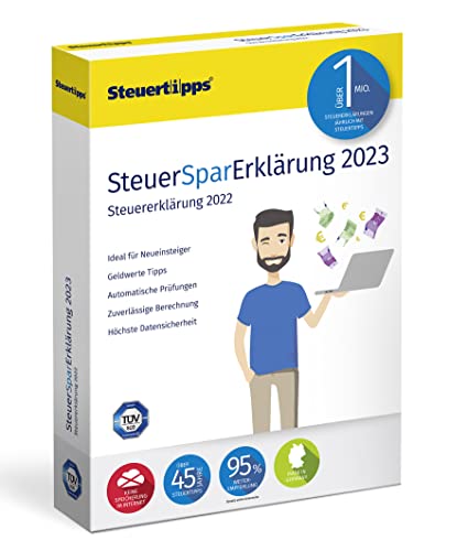 SteuerSparErklärung 2023, Schritt-für-Schritt Steuersoftware für die Steuererklärung 2022, CD-Version für Windows 8, 10 und 11 SteuerSparErklärung 2023, Schritt-für-Schritt Steuersoftware für die Steuererklärung 2022, CD-Version für Windows 8, 10 und 11