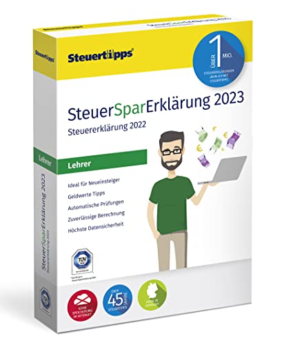 SteuerSparErklärung für Lehrer 2023, Schritt-für-Schritt Steuersoftware für die Steuererklärung 2022, CD-Version für Windows 8, 10 und 11 SteuerSparErklärung für Lehrer 2023, Schritt-für-Schritt Steuersoftware für die Steuererklärung 2022, CD-Version für Windows 8, 10 und 11 von Akademische Arbeitsgemeinschaft